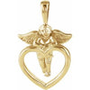 14K Yellow 22.7x14.2 mm Cherub & Heart Pendant - Siddiqui Jewelers