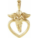 14K Yellow 22.7x14.2 mm Cherub & Heart Pendant - Siddiqui Jewelers