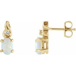 14K Yellow Opal & .03 CTW Diamond Earrings - Siddiqui Jewelers