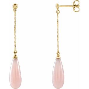 14K Yellow Pink Opal Earrings - Siddiqui Jewelers