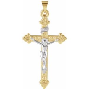14K Yellow & White 42.5x26.5 mm Hollow Crucifix Pendant - Siddiqui Jewelers