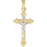 14K Yellow & White 25.5x13.5 mm Hollow Crucifix Pendant - Siddiqui Jewelers