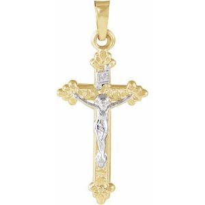 14K Yellow & White 25.5x13.5 mm Hollow Crucifix Pendant - Siddiqui Jewelers
