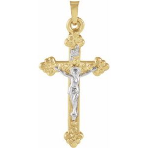 14K Yellow & White 36x22 mm Hollow Crucifix Pendant - Siddiqui Jewelers