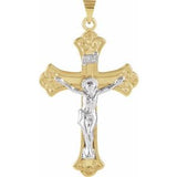 14K Yellow & White 45x31 mm Crucifix Pendant - Siddiqui Jewelers