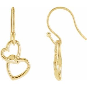 14K Yellow 25.5x9.5 mm Interlocking Heart Earrings - Siddiqui Jewelers