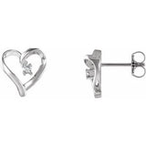 14K White .04 CTW Diamond Heart Earrings - Siddiqui Jewelers