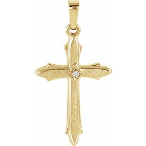 14K Yellow 22.5x15.5 mm Diamond Cross Pendant - Siddiqui Jewelers