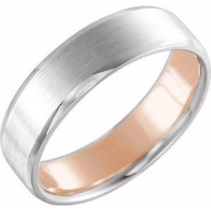 14K White/Rose 6 mm Beveled-Edge Band with Matte Finish Size 8 - Siddiqui Jewelers