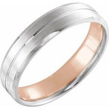14K White/Rose 6 mm Grooved Band with Matte/Polished Size 11 - Siddiqui Jewelers