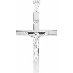 Sterling Silver 58x38 mm Hollow Crucifix Pendant - Siddiqui Jewelers