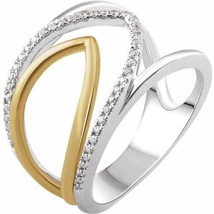 14K White & Yellow 1/6 CTW Diamond Negative Space Ring - Siddiqui Jewelers