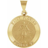 14K Yellow 18 mm Round Hollow St. Florian Medal - Siddiqui Jewelers