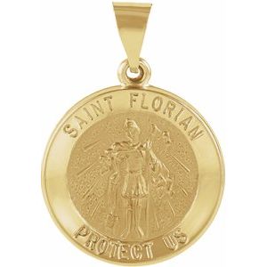 14K Yellow 18 mm Round Hollow St. Florian Medal - Siddiqui Jewelers