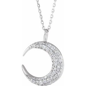14K White 1/3 CTW Diamond Crescent Moon 16-18" Necklace - Siddiqui Jewelers