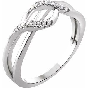 14K White 1/10 CTW Diamond Criss-Cross Ring - Siddiqui Jewelers