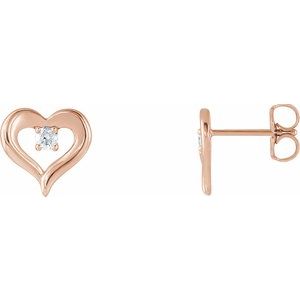 14K Rose 1/10 CTW Diamond Heart Stud Earrings - Siddiqui Jewelers