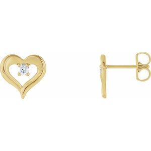 14K Yellow 1/10 CTW Diamond Heart Stud Earrings - Siddiqui Jewelers
