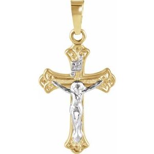 14K Yellow & White 19x13 mm Crucifix Pendant - Siddiqui Jewelers