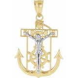 14K Yellow & White 27.5x23 mm Mariner's Crucifix Pendant - Siddiqui Jewelers