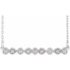 14K White .07 CTW Diamond Milgrain Bar 16-18" Necklace - Siddiqui Jewelers