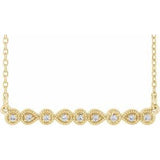 14K Yellow .07 CTW Diamond Milgrain Bar 16-18" Necklace - Siddiqui Jewelers