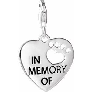 Sterling Silver Heart U Back™ In Memory Of Paw Charm - Siddiqui Jewelers