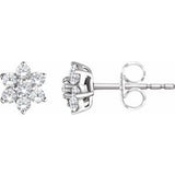 14K White 3/8 CTW Diamond Flower Earrings - Siddiqui Jewelers