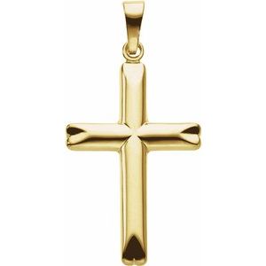 14K Yellow 25x17 mm Hollow Cross Pendant - Siddiqui Jewelers