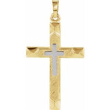 14K Yellow/White 29x19 mm Hollow Cross Pendant - Siddiqui Jewelers