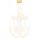 14K Yellow & White 17x14.5 mm Mariner's Crucifix Pendant - Siddiqui Jewelers