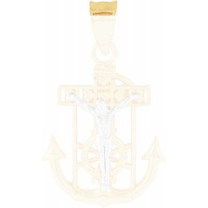 14K Yellow & White 17x14.5 mm Mariner's Crucifix Pendant - Siddiqui Jewelers