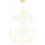 14K Yellow & White 32x24 mm Mariner's Crucifix Pendant - Siddiqui Jewelers