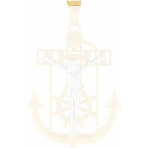 14K Yellow & White 32x24 mm Mariner's Crucifix Pendant - Siddiqui Jewelers