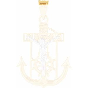 14K Yellow & White 21.5x18 mm Mariner's Crucifix Pendant - Siddiqui Jewelers
