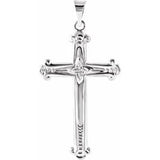 14K White 25x16 mm Cross Pendant - Siddiqui Jewelers