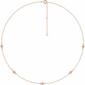 14K Rose 1/6 CTW Diamond 5-Station 18" Necklace - Siddiqui Jewelers