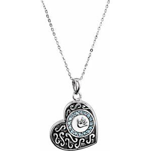 Sterling Silver 1.5 mm Round Blue Cubic Zirconia Ash Holder 18" Necklace - Siddiqui Jewelers