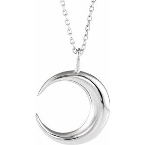 Sterling Silver Crescent Moon 16-18" Necklace - Siddiqui Jewelers