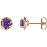 14K Rose Amethyst Rope Earrings - Siddiqui Jewelers