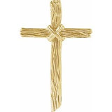 14K Yellow 50.75x32.25 mm Woodgrain Cross Pendant - Siddiqui Jewelers