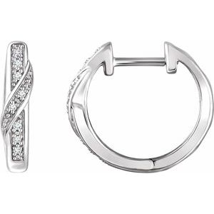 14K White .05 CTW Diamond Hoop Earrings - Siddiqui Jewelers