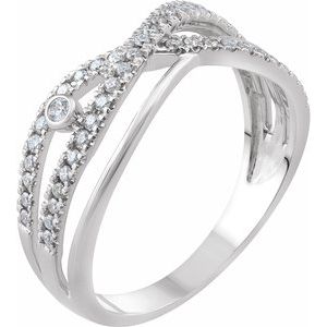 14K White 1/4 CTW Diamond Criss-Cross Ring - Siddiqui Jewelers