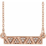 14K Rose .05 CTW Diamond Geometric Bar 16-18" Necklace - Siddiqui Jewelers