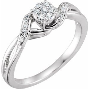 10K White 1/8 CTW Diamond Cluster Promise Ring - Siddiqui Jewelers