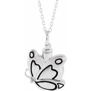 Sterling Silver Butterfly Ash Holder 18" Necklace - Siddiqui Jewelers