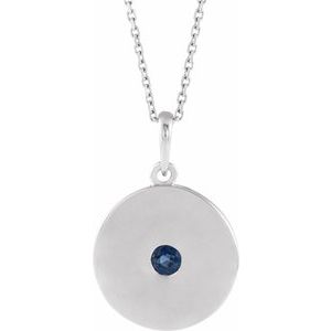 14K White Blue Sapphire Disc 16-18" Necklace - Siddiqui Jewelers