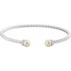 14K White Freshwater Cultured Pearl & 1/10 CTW Diamond Cuff Bracelet - Siddiqui Jewelers