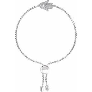Sterling Silver 1/5 CTW Diamond Hamsa Adjustable Bolo Bracelet - Siddiqui Jewelers