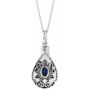 Sterling Silver 6x4 mm Pear September Ash Holder Birthstone 18" Necklace - Siddiqui Jewelers